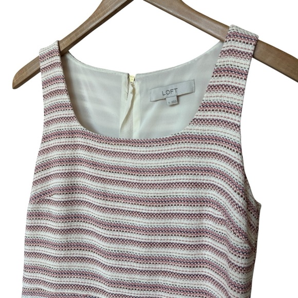 LOFT Women's Size 4 Woven Textured Stripe Sheath Dress w/ Pockets Multicolor - Picture 3 of 10